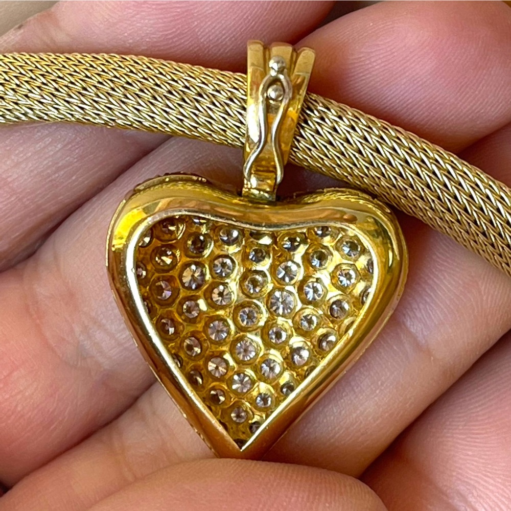 Vintage 14kt gold & diamonds heart pendant & rope chain necklace - Picture 6 of 12